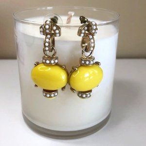 Large Yellow & Pearl‎ Earrings